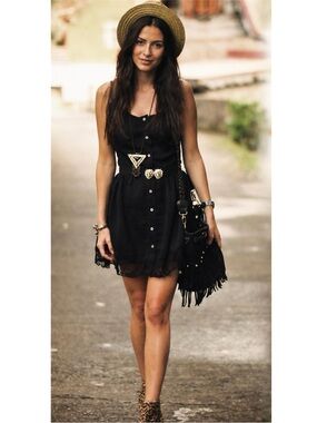 Honey Punch Black Lace Racerback Little Black Dress